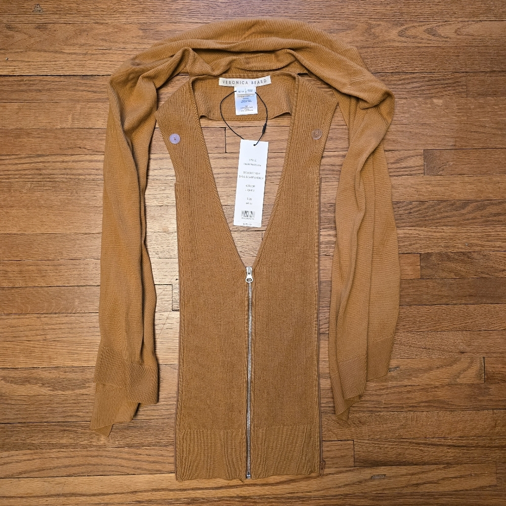 Veronica Beard Tan Zip-Front Sweater Scarf